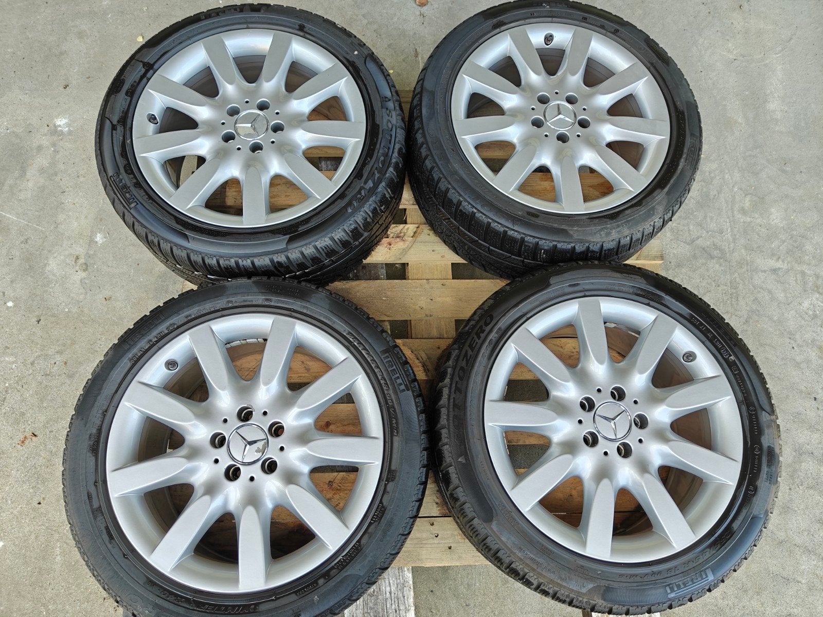 Mercedes S-klasse velgen met winterbanden-, Ophalen, 18 inch, Gebruikt, 255 mm