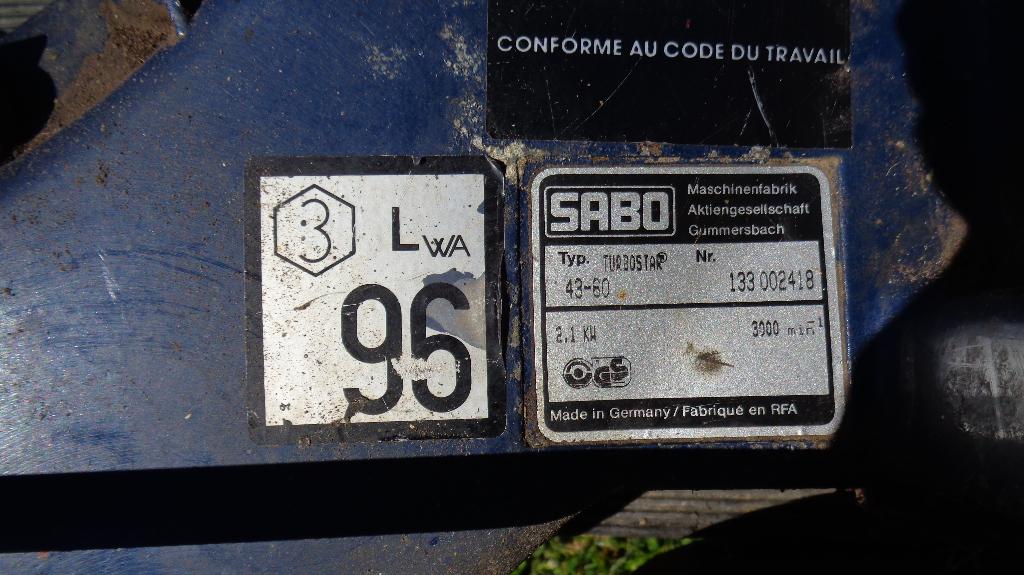 Sabo Turbo Star Maaidek, met assen, wielen en opvangzak, Ophalen, Cirkelmaaier, Gebruikt, Sabo /John Deere