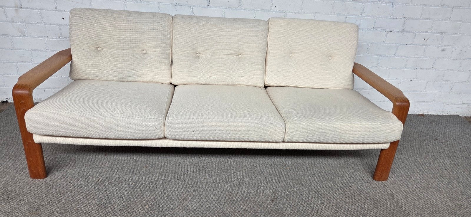 Deense bank 3 zitter teak vintage design, Ophalen, Retro, Gebruikt, Teak