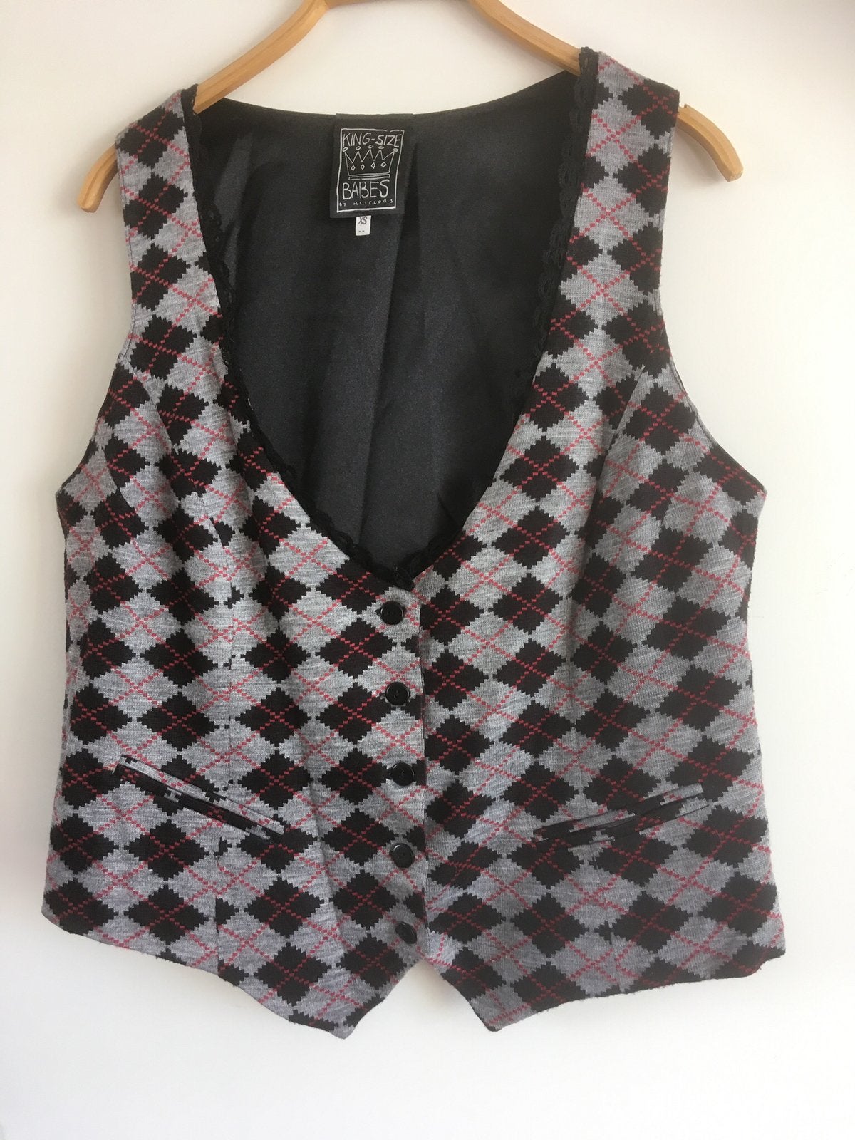 Gilet zwart grijs geruit maat xs king size babes, Ophalen of Verzenden, Zo goed als nieuw, Grijs, Overige typen