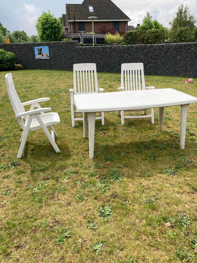 Tuinset, Kunststof, Gebruikt, 6 zitplaatsen, Ophalen of Verzenden