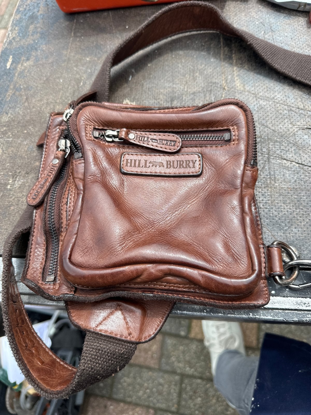 Hill Burry Leren Schoudertasje - Bruin, Overige merken, Gebruikt, Minder dan 30 cm, Ophalen of Verzenden