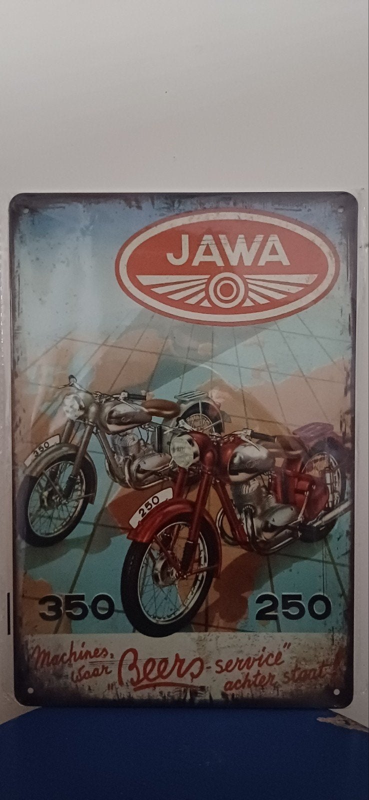Jawa 350 /  250  blikken bord 20 x 30 cm., Ophalen of Verzenden, Nieuw, Auto's