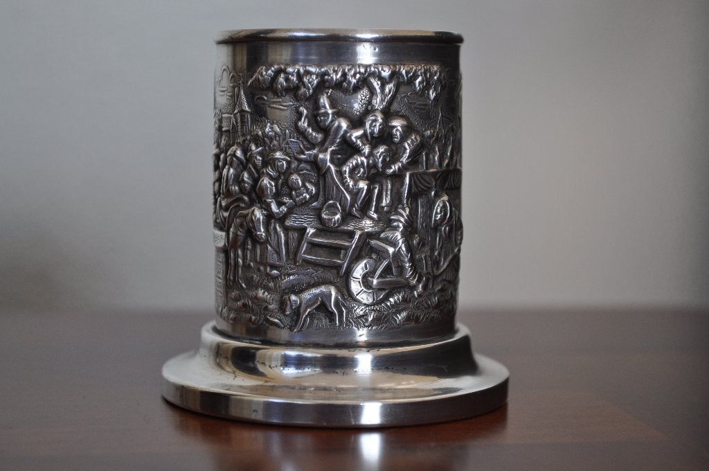 Verzilverd Herbert Hooijkaas Lepelvaasje 7 cm 1950-1959, Ophalen of Verzenden