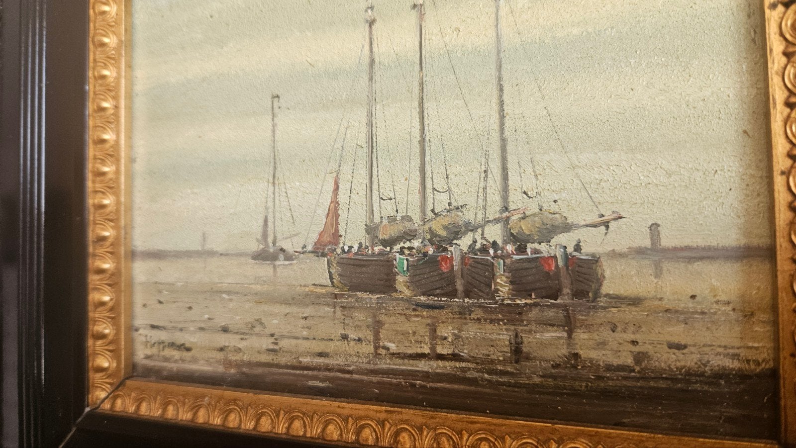 OUDMaritiem Schilderij Scheveningen, J. Heppener (1826-1899), Antiek en Kunst, Ophalen, Nederlandse school, Ingelijst, Maritiem / water