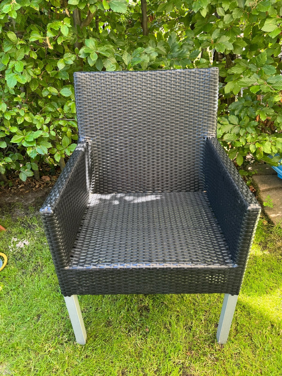 Wicker tuinstoel - Zwart (6 stuks), Ophalen, Gebruikt, Wicker