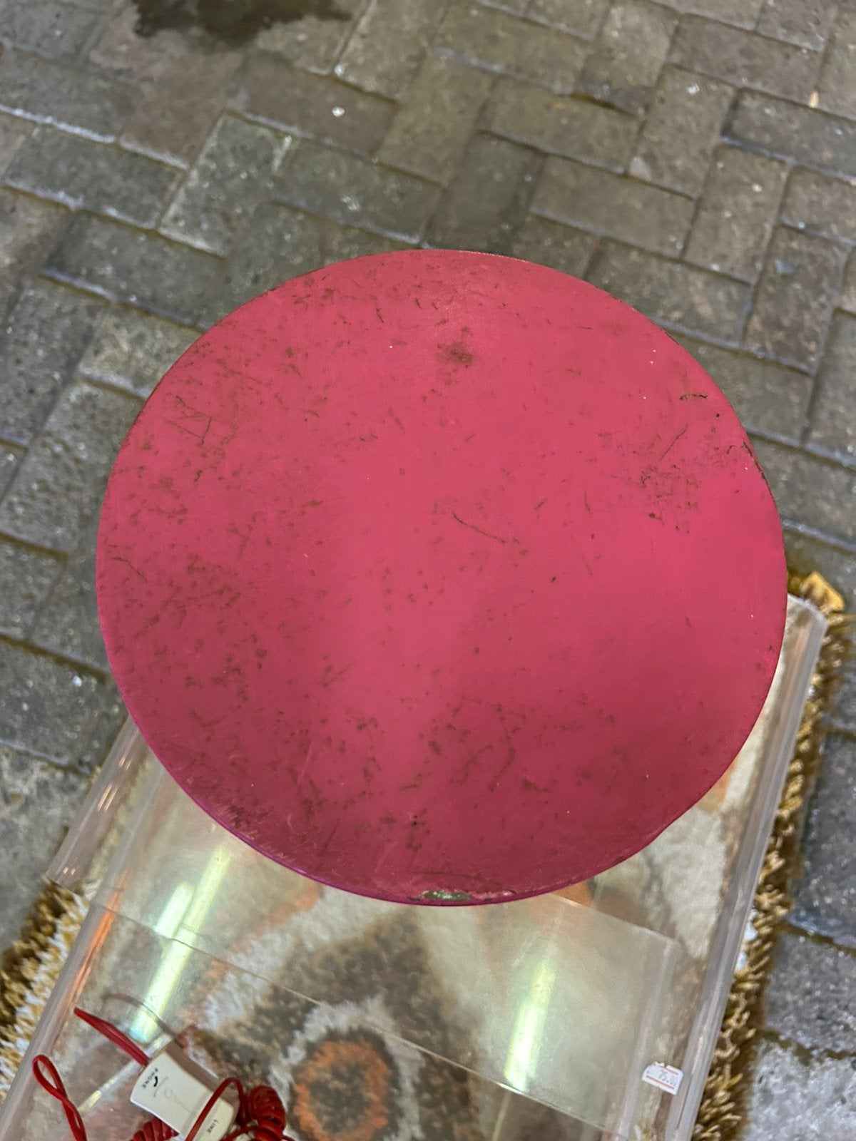 Vrolijke vintage jaren 70 paars roze bloemen blik, Ophalen of Verzenden, Gebruikt, Overige