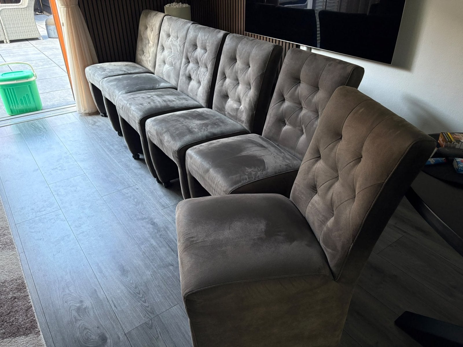 6 mooie eetkamerstoelen - zithoogte 50cm, Huis en Inrichting, Overige kleuren, Ophalen of Verzenden, Zo goed als nieuw, Stof