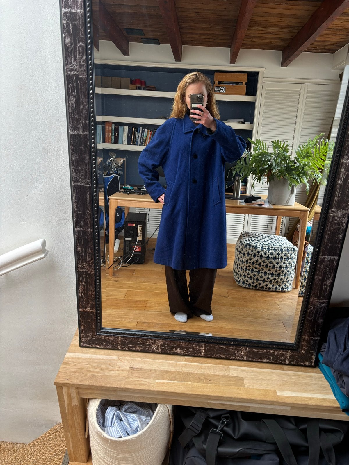Prachtige blauwe wollen jas - Maat 36, Ophalen of Verzenden, Zo goed als nieuw, Maat 36 (S), Blauw