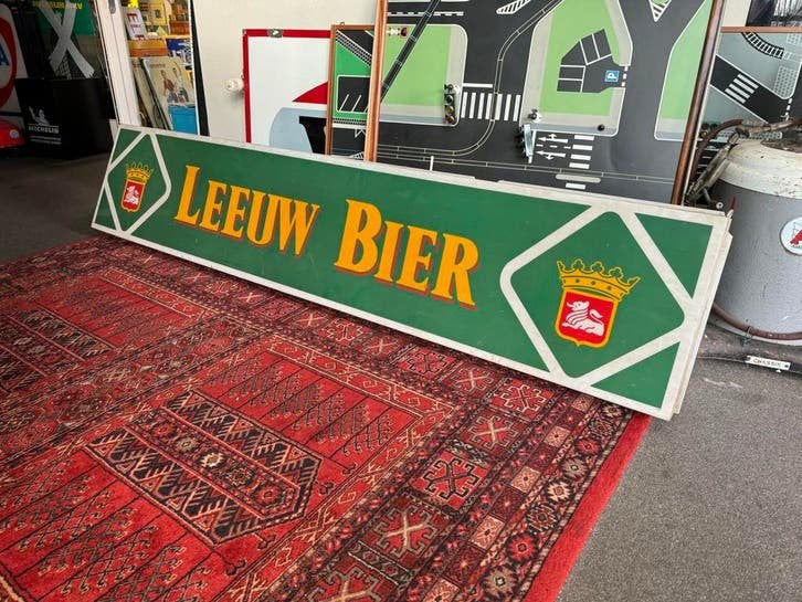 Vintage Leeuw Bier Reclamebord - Groot Formaat, Ophalen, Gebruikt, ., Lichtbak of (neon) lamp