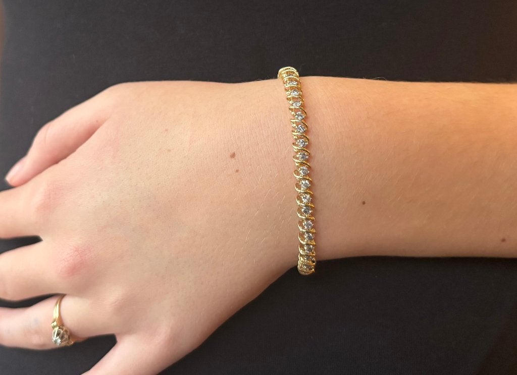 42 diamanten luxe tennis gouden armband dame briljant 2,70ct, Voordeelsieraden, Ophalen of Verzenden, Zo goed als nieuw, Met edelsteen