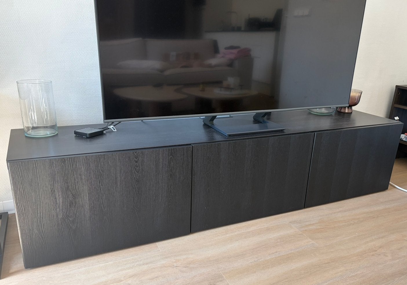 IKEA Besta tv meubel - Timmerviken deuren, Ophalen, 150 tot 200 cm, Zo goed als nieuw, Modern & strak