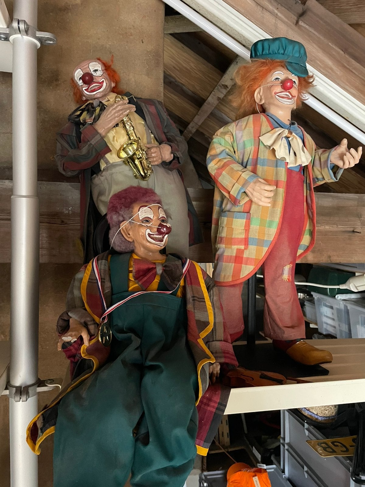 3 clowns poppen door kunstenares gemaakt, Ophalen of Verzenden, Gebruikt, Pop