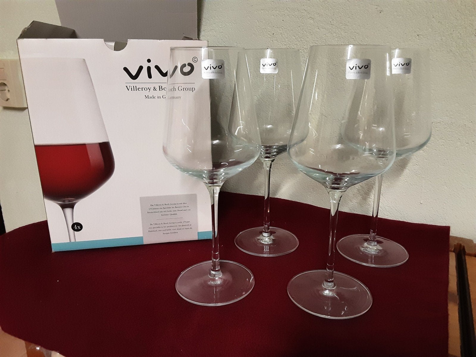 Vivo Villeroy en Boch rode wijn glazen, kerst servies, Ophalen of Verzenden