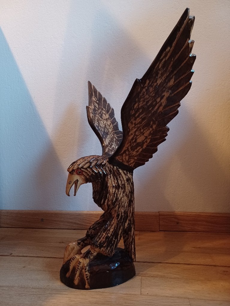 Houten adelaar beeld, Houtsnijwerk, Ophalen of Verzenden, 20 - 50 cm, Hout