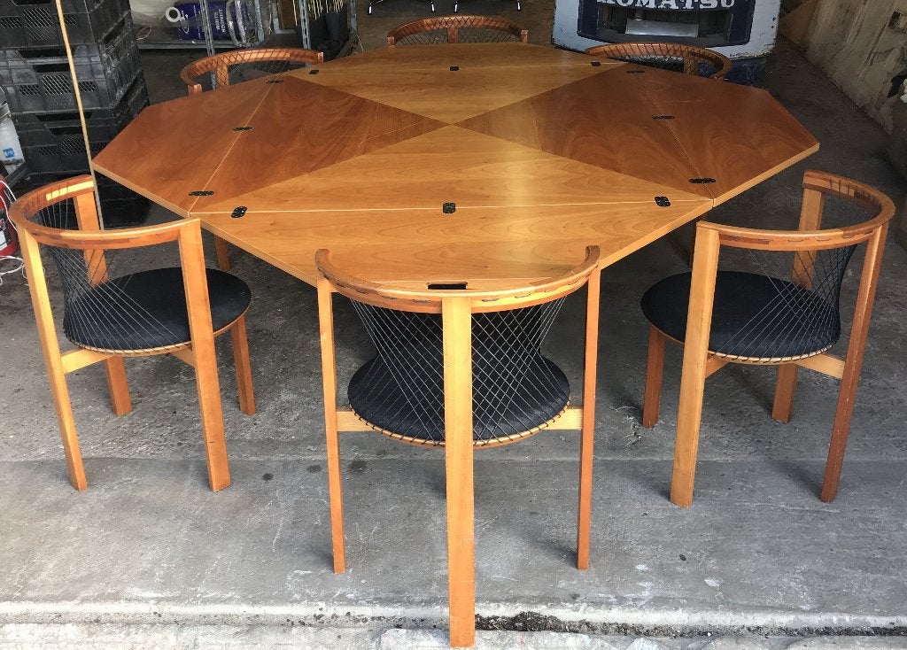 6 string  stoelen cirkante tafel Tranekaer Deens vintage, Gebruikt, Ophalen of Verzenden, Nvt, Stof