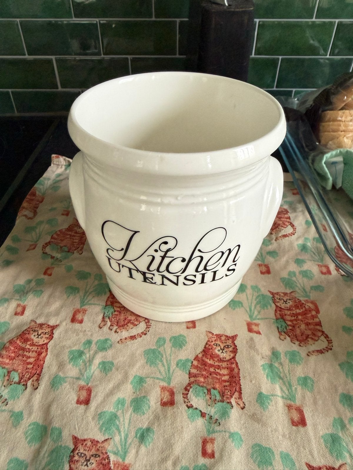 Riviera Maison Kitchen Utensils Pot - Wit Keramiek, Overige typen, Ophalen of Verzenden, Zo goed als nieuw, Steen/keramiek