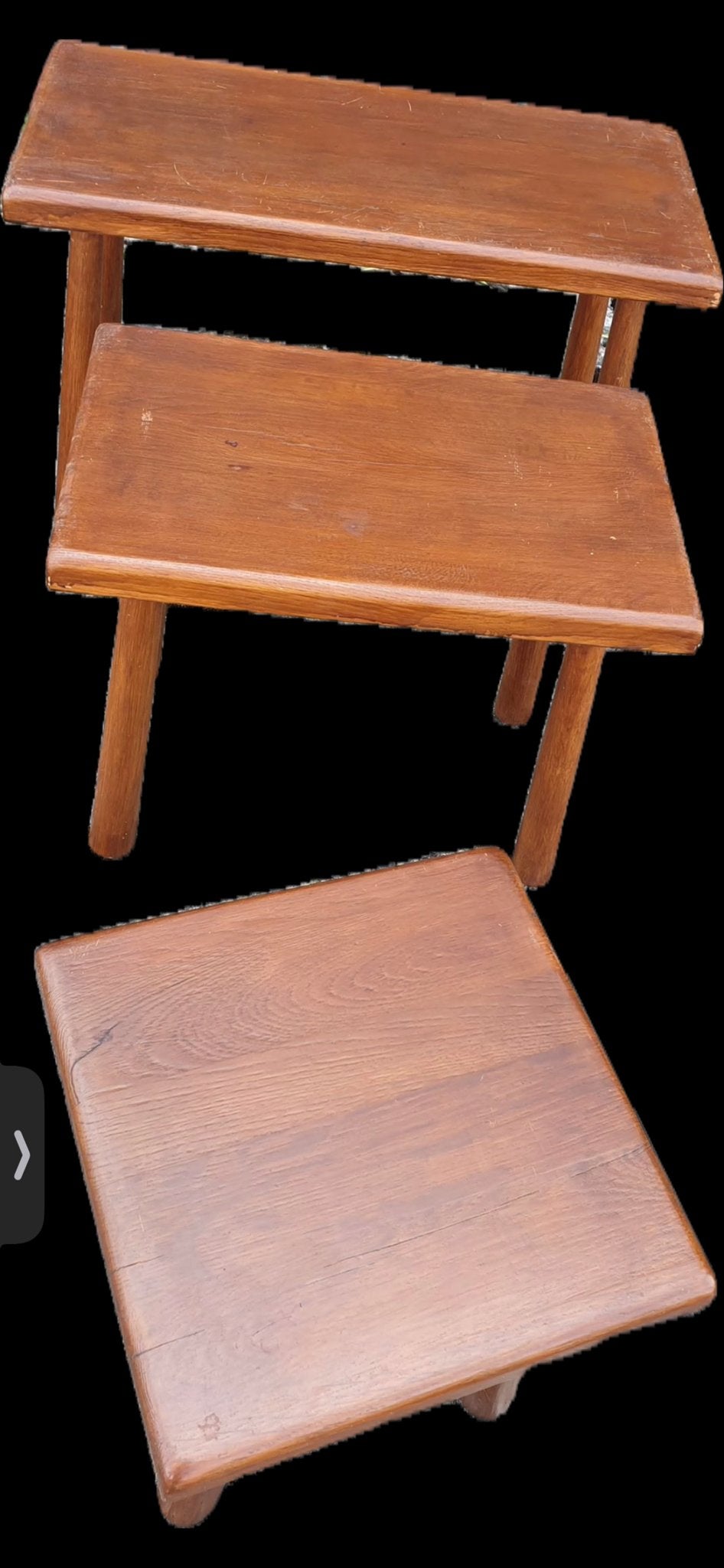 Set van 3 houten bijzet tafeltjes, Huis en Inrichting, Minder dan 45 cm, Minder dan 55 cm, Gebruikt, Ophalen of Verzenden