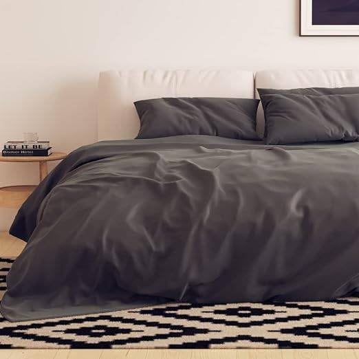 2 x Emma Essentials Microfiber Dekbedovertrekset Antraciet, Eenpersoons, Verzenden, Dekbedovertrek, Nieuw