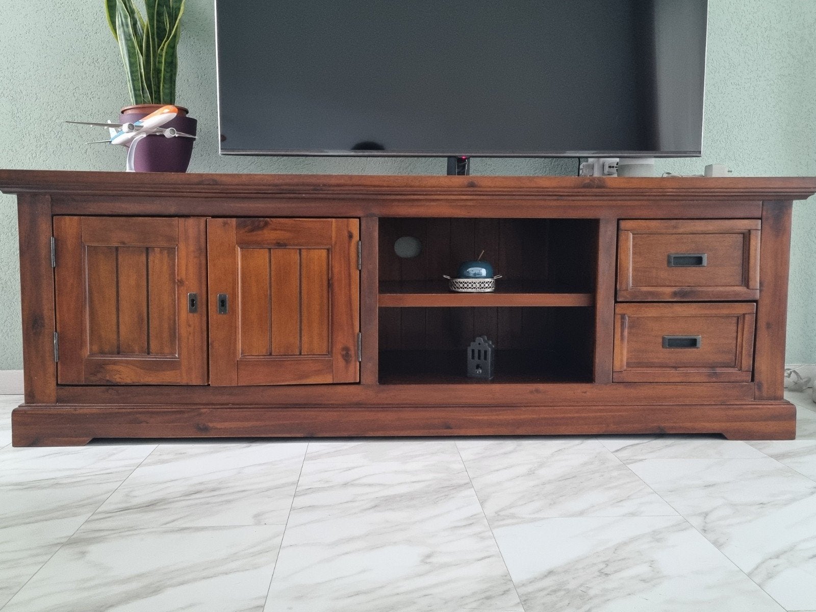 TV Kabinet, Eettafel met 4 stools en Lamp, Ophalen, Gebruikt, 50 tot 100 cm, 150 tot 200 cm