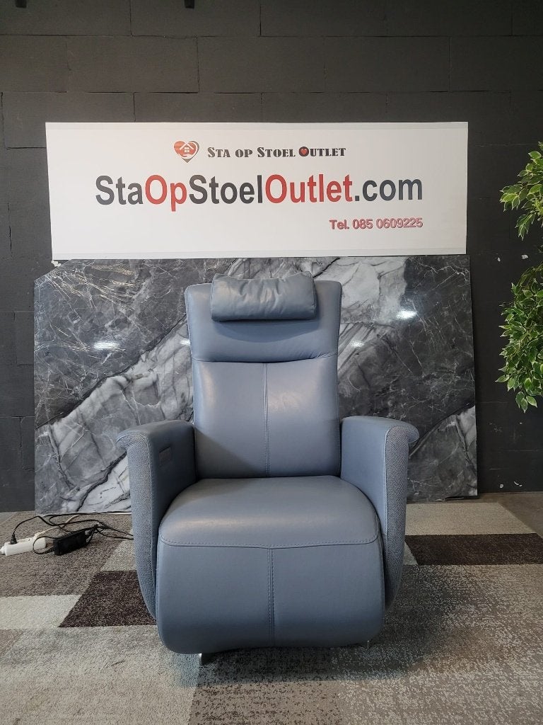 Staopstoel Prominent Toscana Blauw met tiptoetsen, Gebruikt, Minder dan 75 cm, Ophalen of Verzenden, Leer