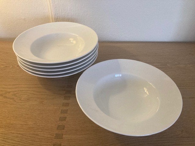 6 witte pastaborden, Ophalen, Zo goed als nieuw, Bord(en), Overige stijlen