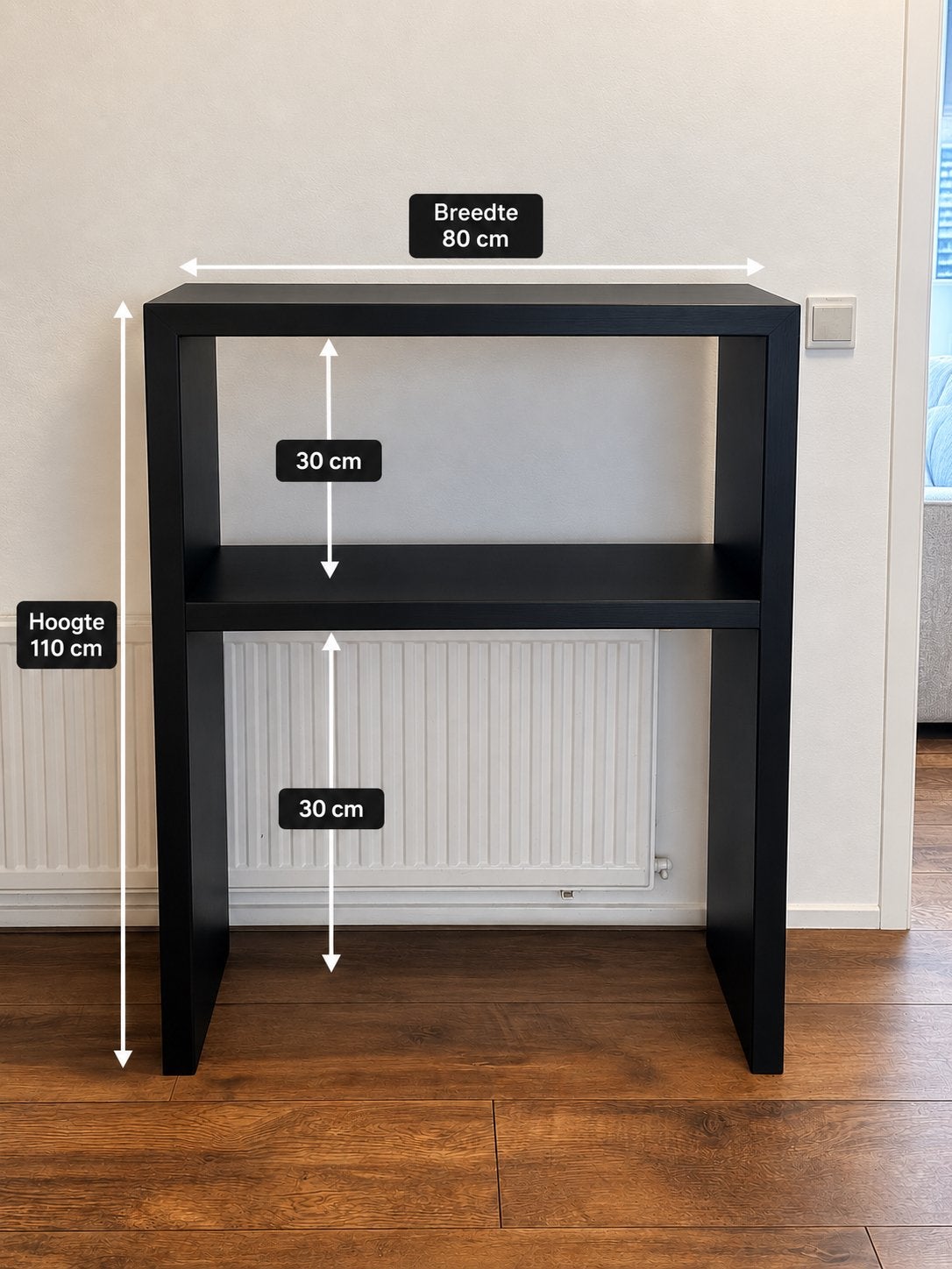 Handgemaakte Zwarte Sidetable - Z.G.A.N., Huis en Inrichting, Ophalen, 50 tot 100 cm, Zo goed als nieuw, Overige houtsoorten