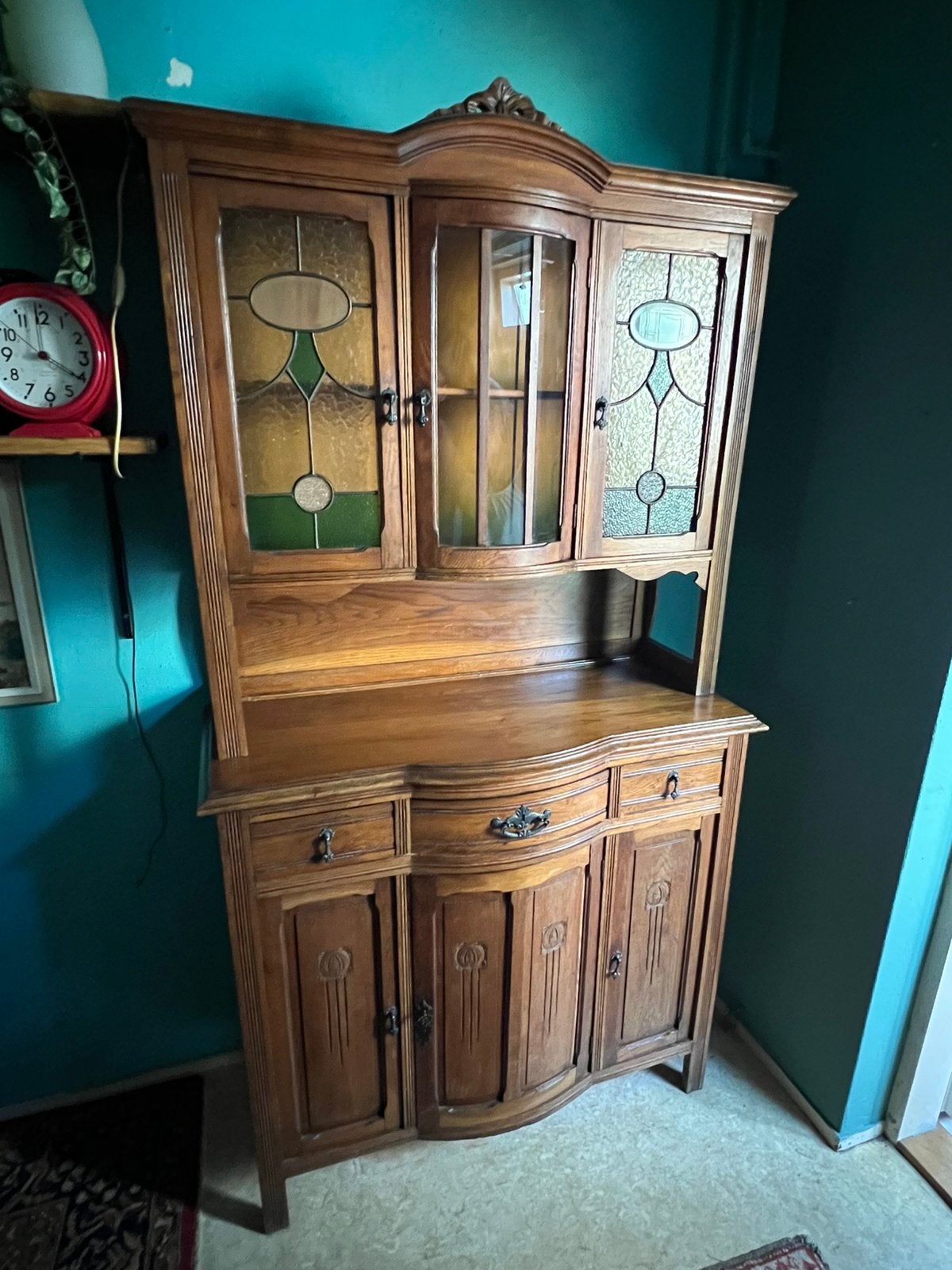 Te Koop : Antieke Buffetkast Geslepen Glas in Lood Kast, Antiek en Kunst, Ophalen