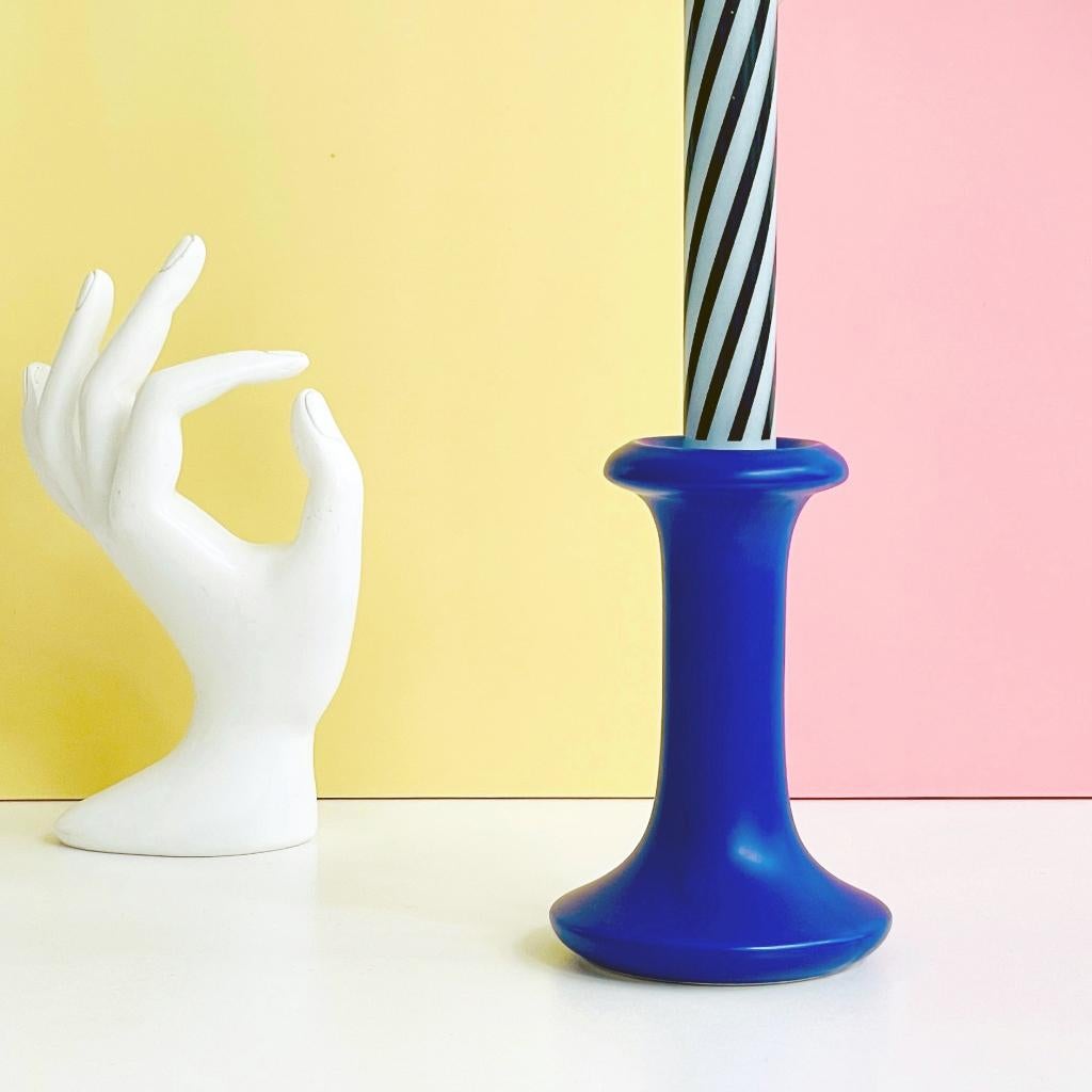 vintage Deens design KANDELAAR kobalt blauw keramiek retro, Huis en Inrichting, Woonaccessoires | Kandelaars en Kaarsen, Overige materialen