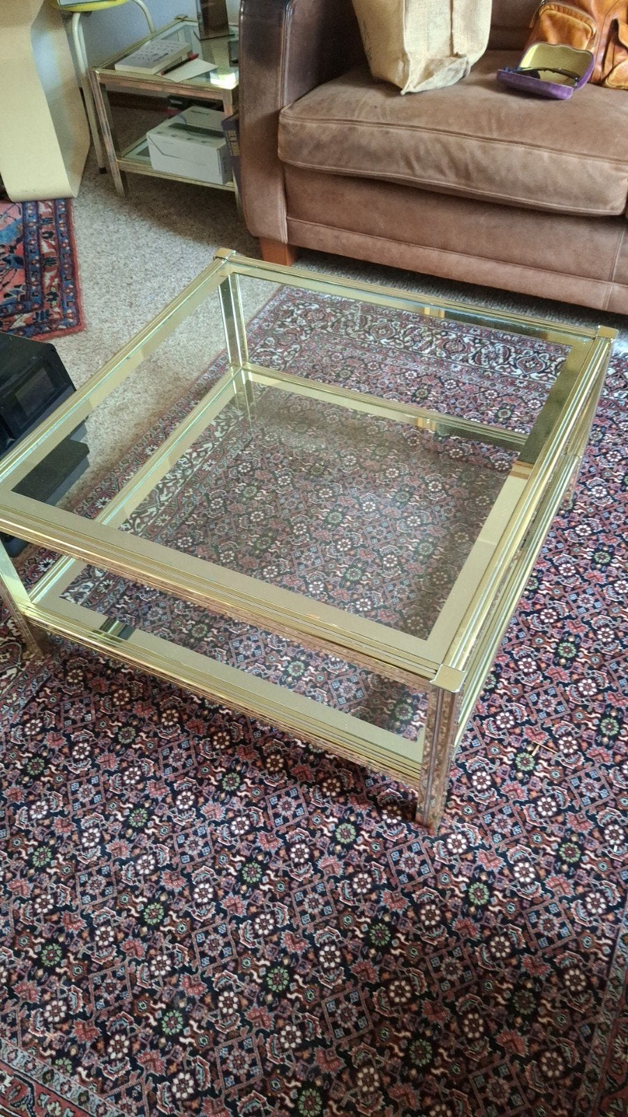 Glazen Salontafel moet uiterlijk vrijdag 18 sept weg, Huis en Inrichting, Ophalen, Gebruikt, 50 tot 100 cm, Vierkant