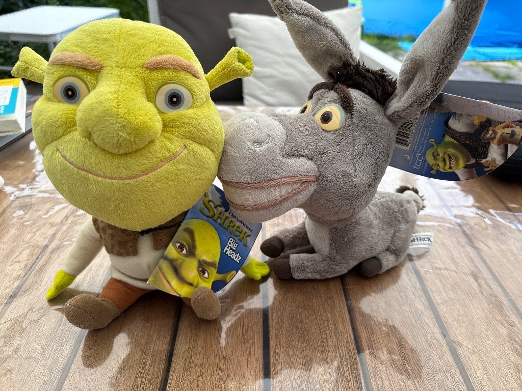 DreamWorks Shrek knuffels: Shrek en Donkey, Verzenden, Zo goed als nieuw