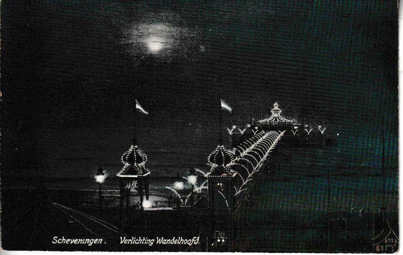SCHEVENINGEN - VERLICHTING WANDELHOOFD, Verzamelen, Ansichtkaarten | Nederland, Ongelopen, Zuid-Holland, Ophalen of Verzenden