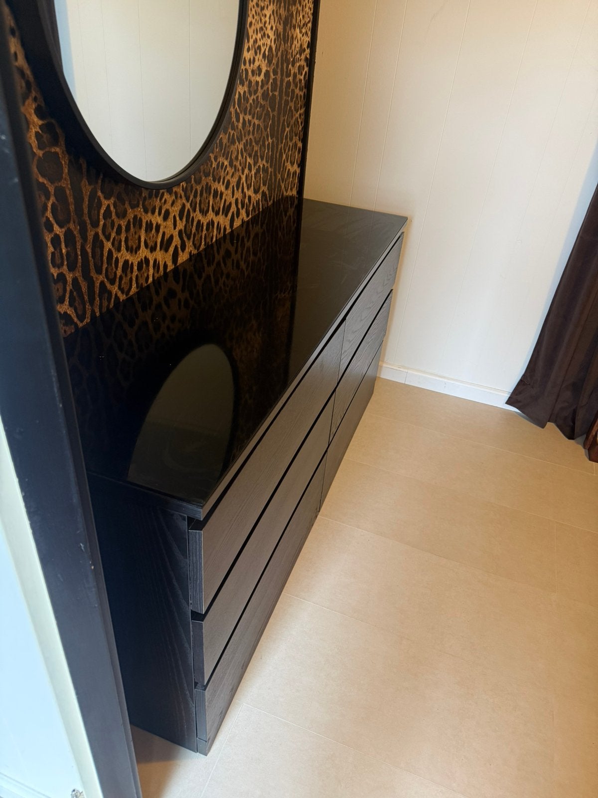 ikea malm kast 6 laden met glazenplaat zwart, Ophalen, Minder dan 50 cm, Gebruikt, 5 laden of meer