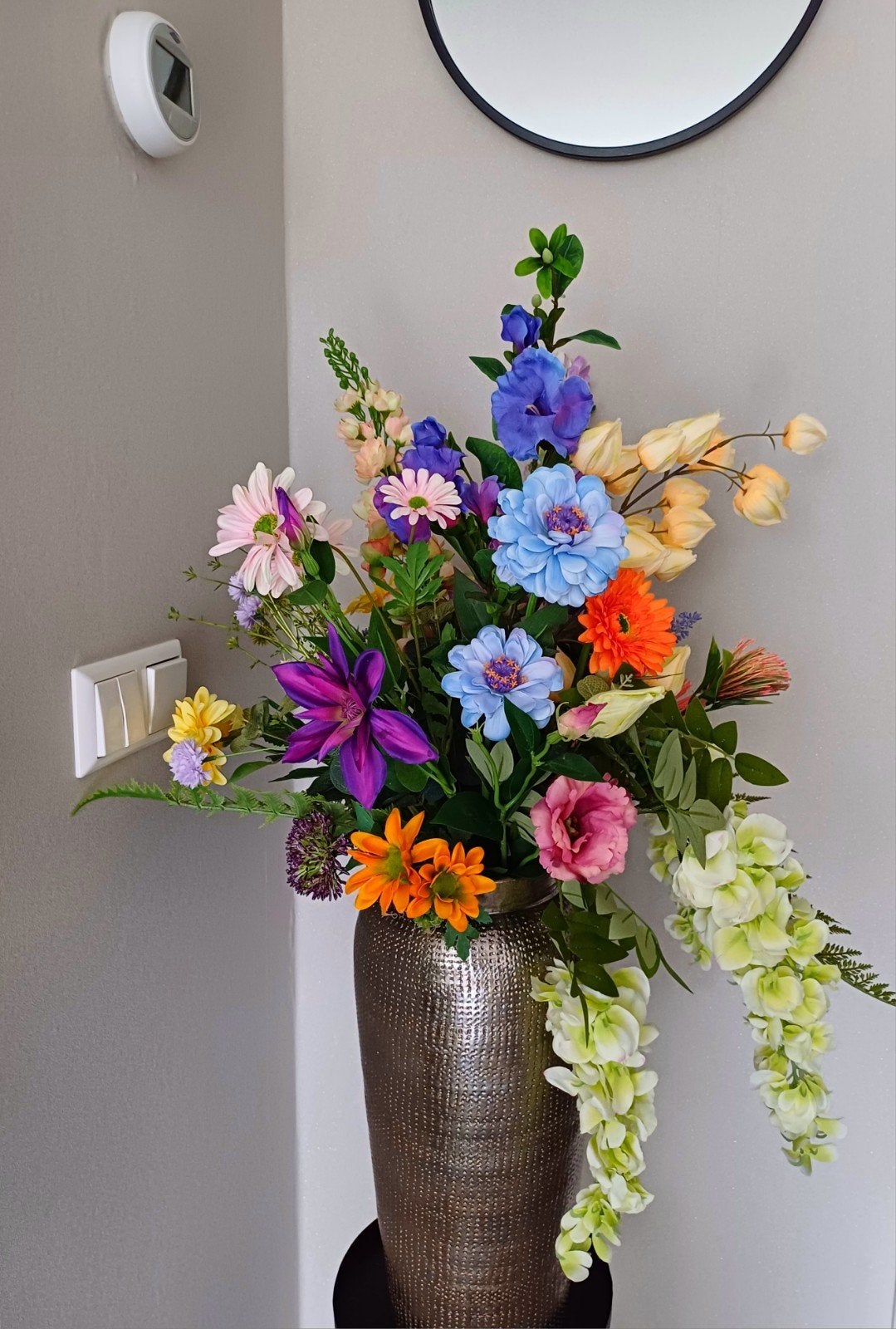 Prachtig zijden bloemen boeket 70 cm hoog - Zeer realistisch, Binnen, Ophalen of Verzenden, Onderhoudsvrij, Meerkleurig