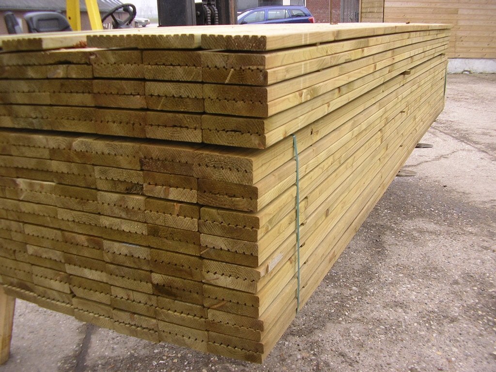 Geimpregneerde VLONDERPLANKEN 28 x 145mm L.3000 / 4000mm, Ophalen, Nieuw, Hout