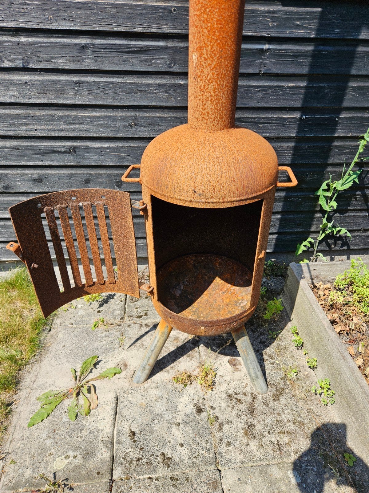Houtkachel buiten - extra lange pijp 215 cm!, Ophalen, Gebruikt