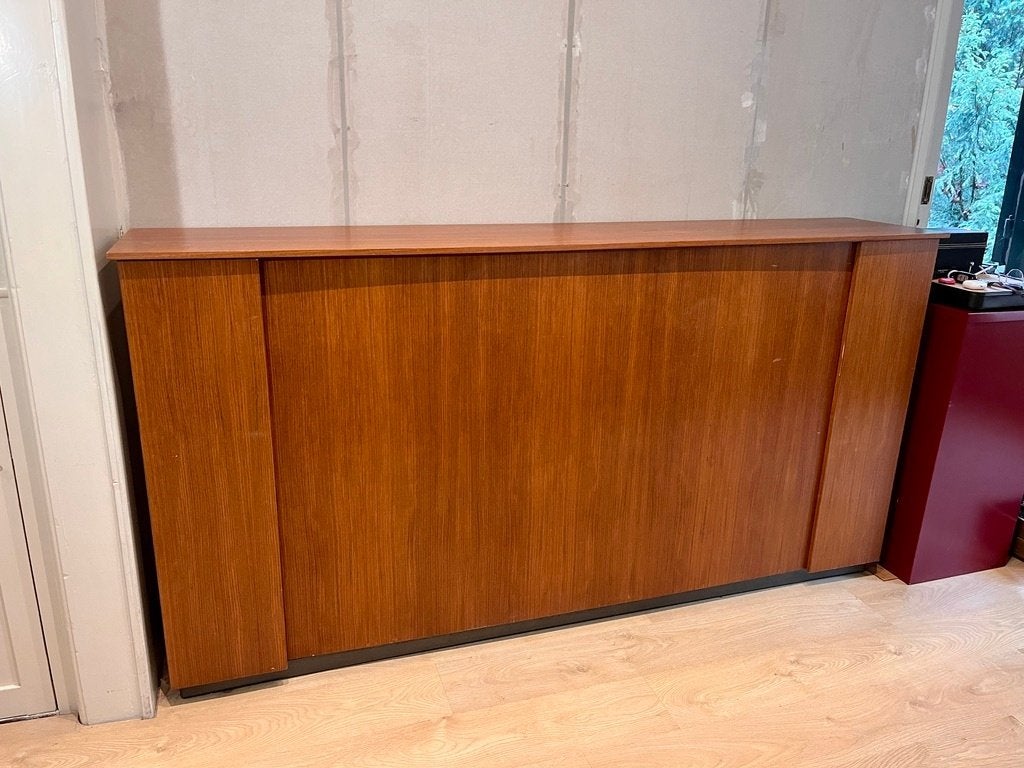 Vintage inklapbaar kastbed / Murphybed teak fineer jaren 60, Ophalen, Gebruikt, 90 cm, Eenpersoons