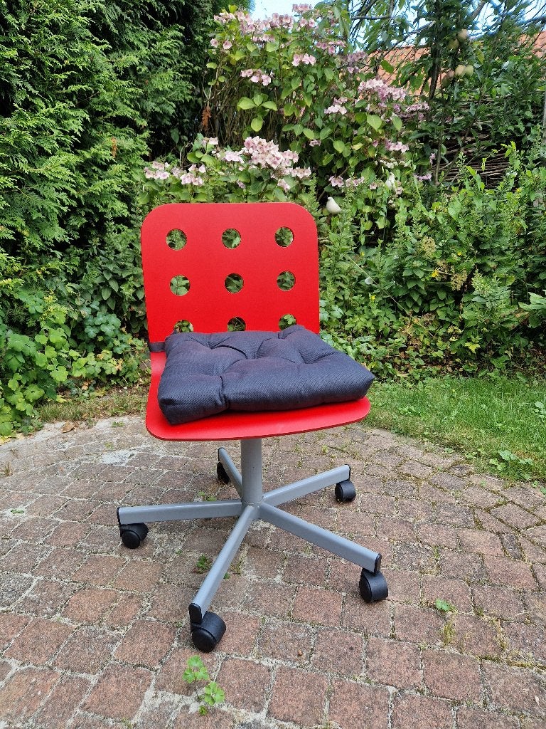 Ikea bureaustoel "Jules" rood - met zwart zitkussen, Ophalen, Gebruikt, Rood, Bureaustoel