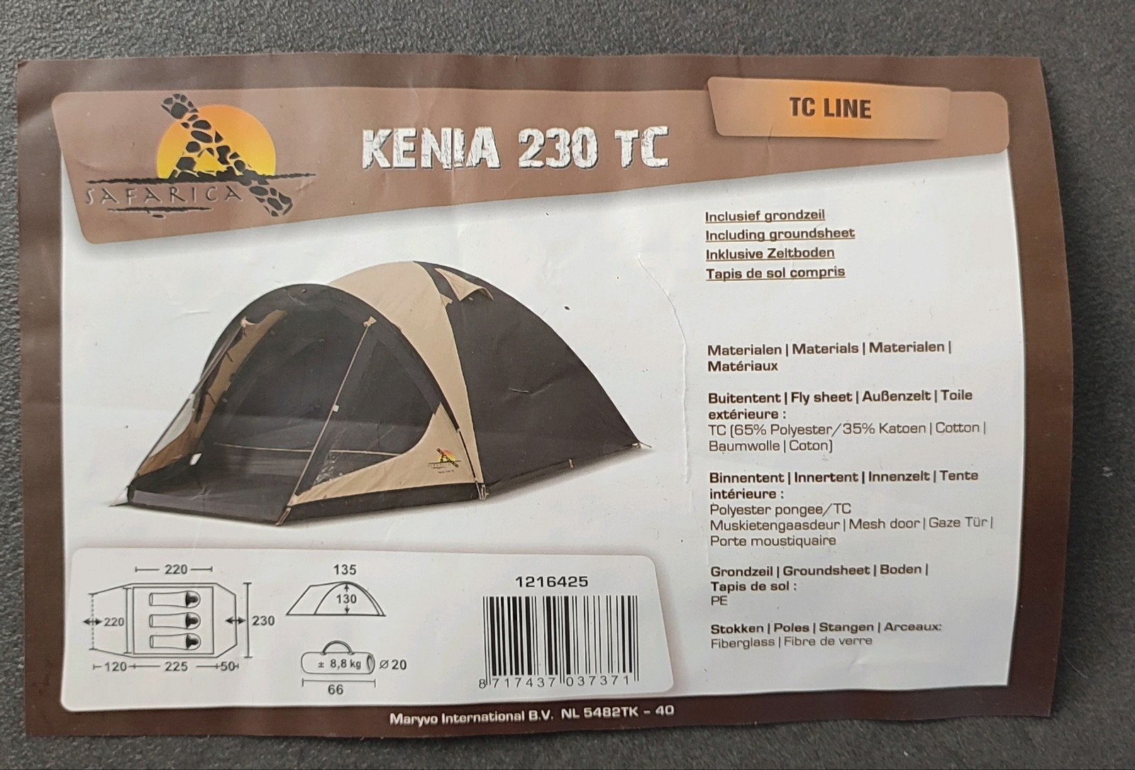 Safarica Kenia 230 TC - 3 persoons tent - zo goed als nieuw, Ophalen, Zo goed als nieuw