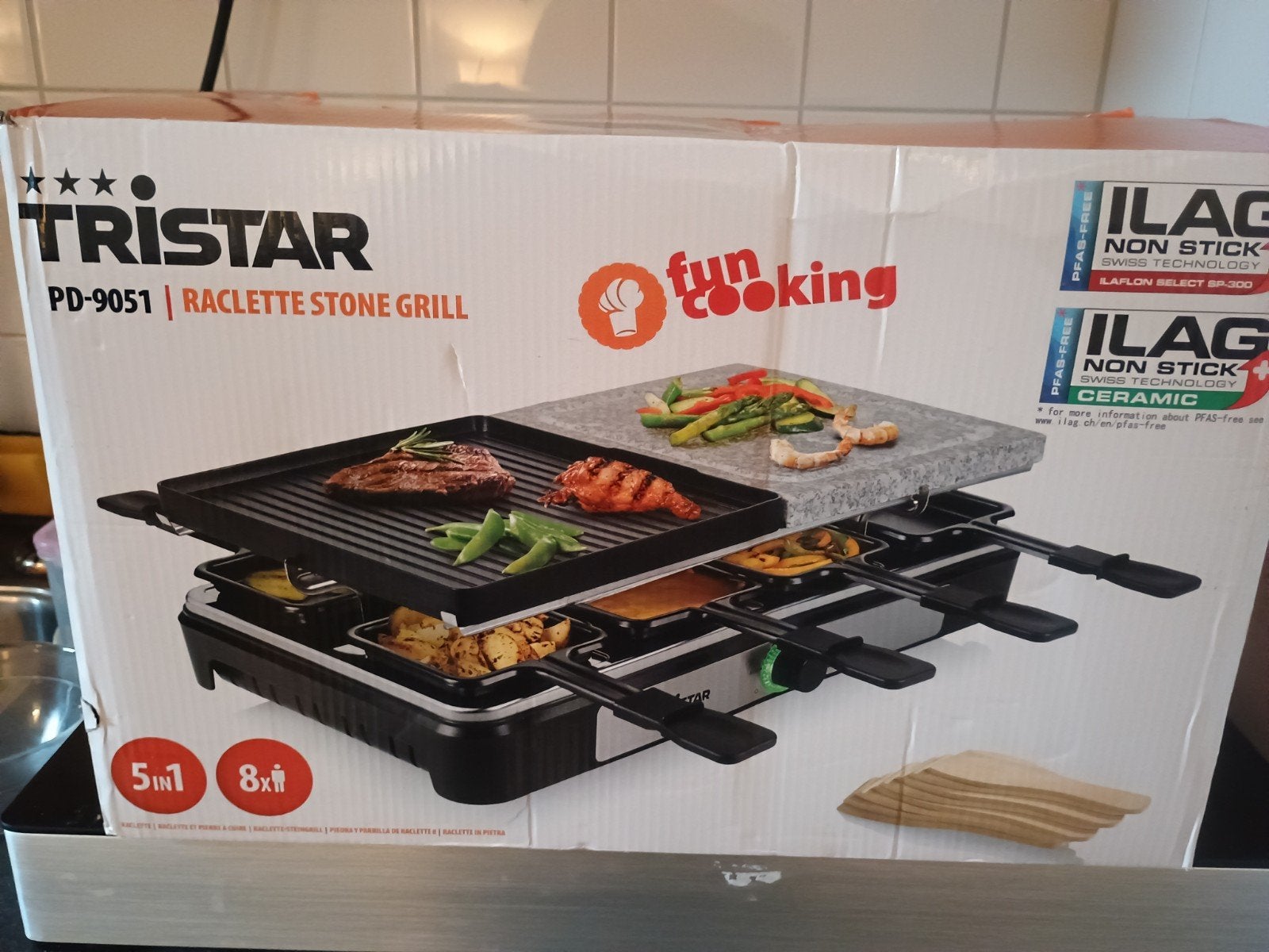 Tristar PD-9051 5-in-1 Raclette Stone Grill - 8 personen, Ophalen, Nieuw, 8 personen of meer