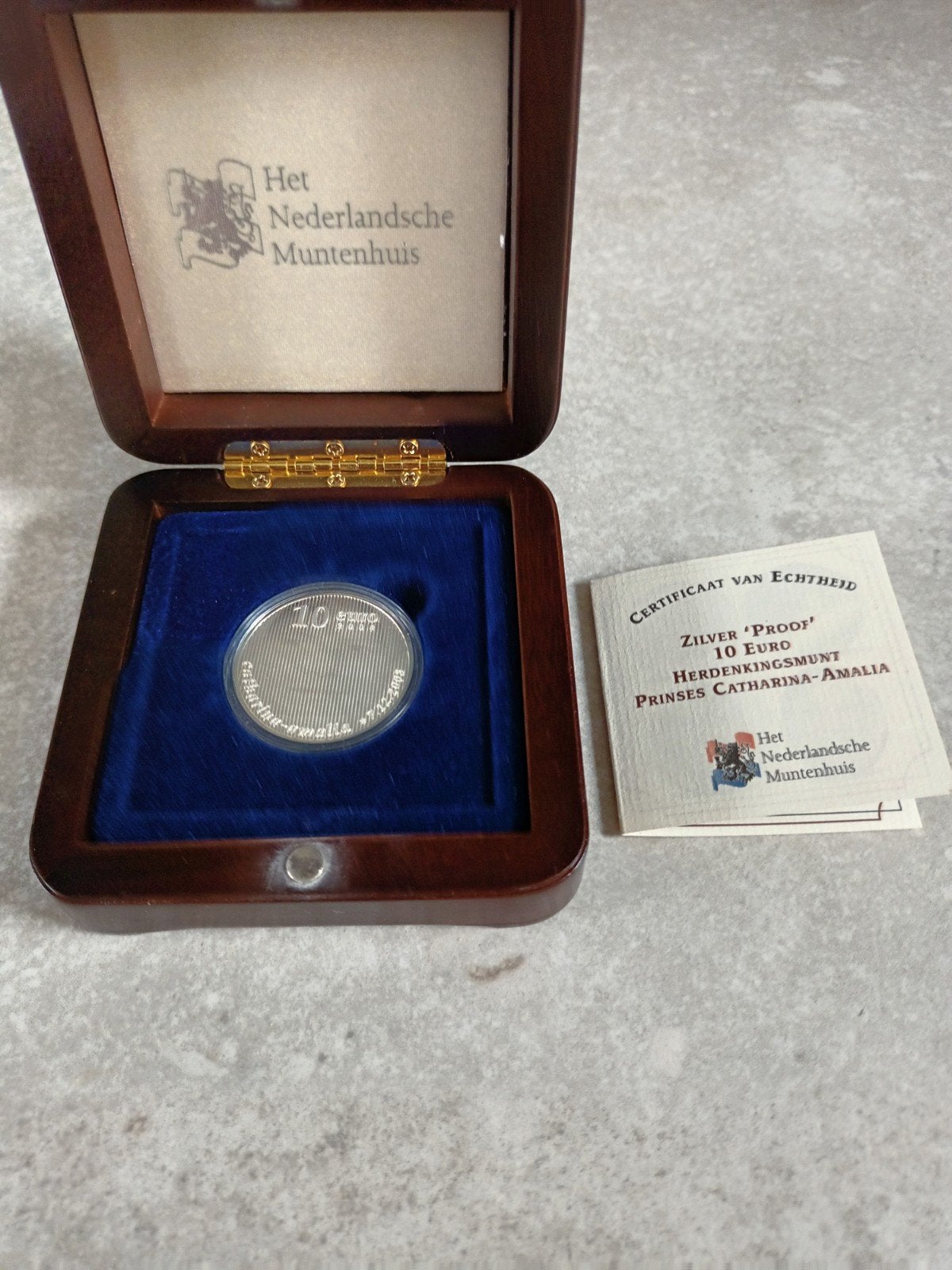 Zilver "Proof" 10 euro herdenkingsmunt Prinses Cath.-Amalia, Ophalen of Verzenden, Overige landen, 10 euro, Zilver