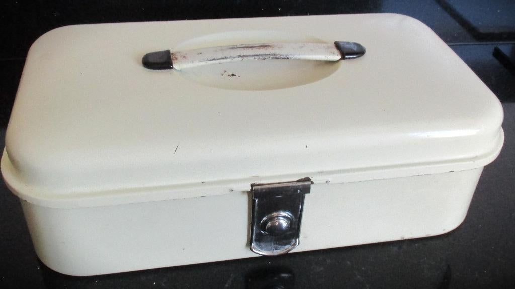 Brabantia Broodtrommel~Klein~Wit ecru~Metalen Antieke, Antiek en Kunst, Antiek | Emaille, Ophalen of Verzenden