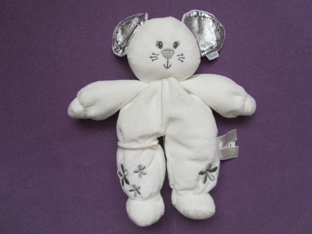 TIAMO COLLECTION Knuffel MUIS. 25 CM. WIT - ZILVER **Nieuw**, Kinderen en Baby's, Speelgoed | Knuffels en Pluche, Muis, Overige karakters