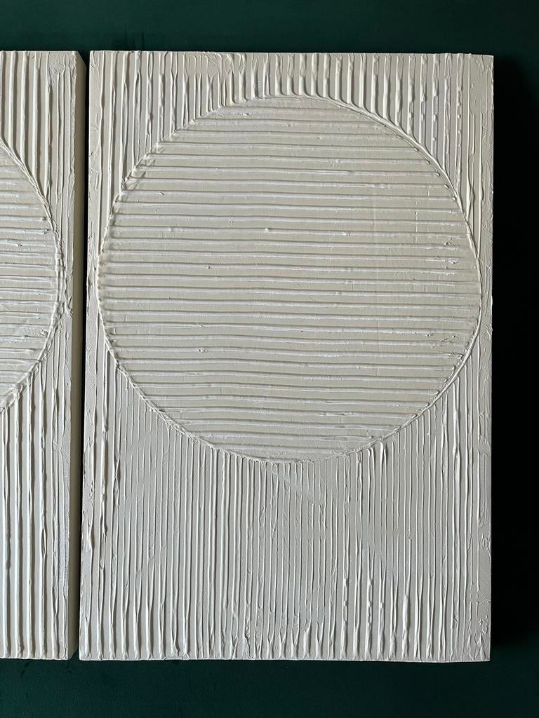 Minimalistisch canvas schilderij structuur, wit, 60x40cm, Ophalen, Zo goed als nieuw, Minder dan 50 cm, Schilderij