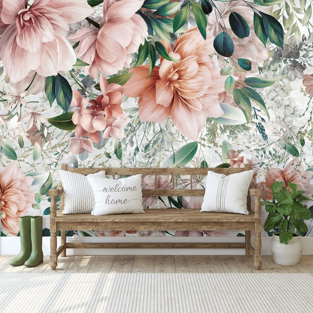Bloemen fotobehang Delight - Vinyl en Vlies behang, Verzenden, Fotobehang