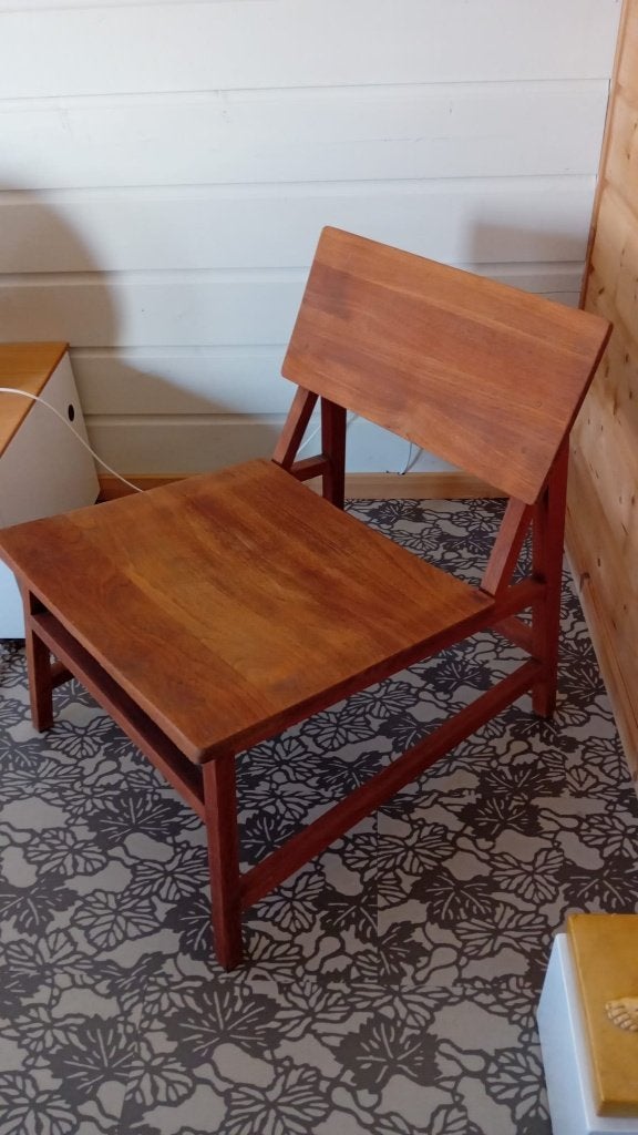 Etnnicraf N2 lounge chair houten stoel, Huis en Inrichting, Stoelen, Ophalen, Bruin, Design, Zo goed als nieuw