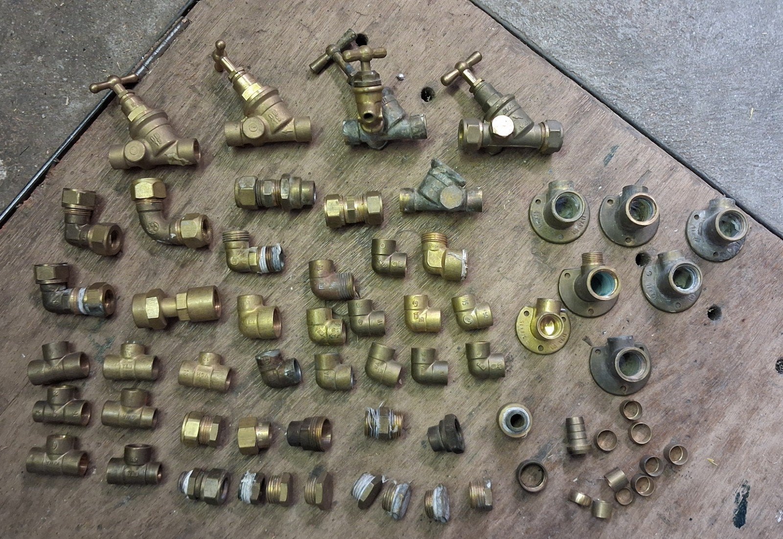 Grote partij messing koppelingen, fittingen  – 12/15/22 mm, Ophalen, Gebruikt, Chroom