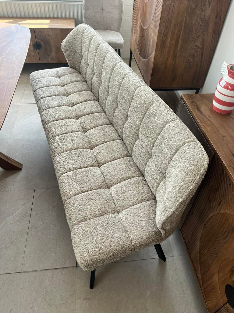 Magazijn leegverkoop eetbank hotelchique boucle stof beige, Hotelchique boucle, Overige kleuren, Drie, Nieuw