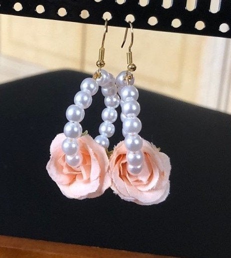 Oorbellen hanger bloem - handmade - victorian vintage parels, Overige materialen, Hangers, Verzenden, Nieuw