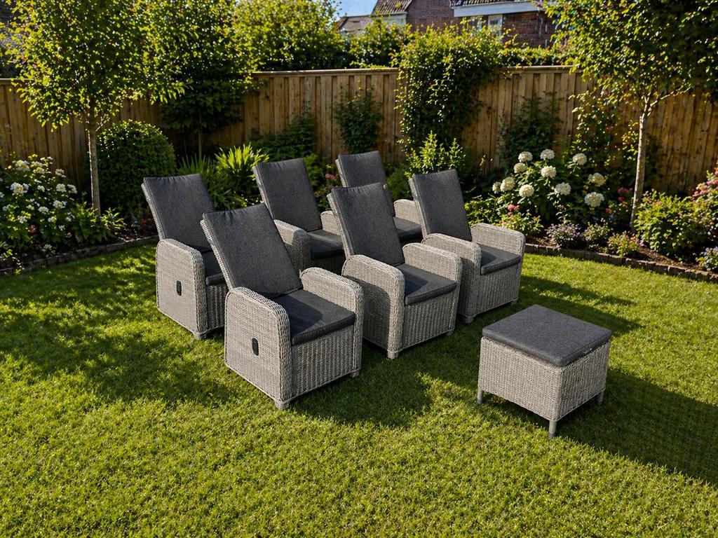 6 x verstelbare dining stoelen Tuinset Loungeset KEES SMIT, Tuin en Terras, Tuinsets en Loungesets, Kunststof, 6 zitplaatsen, Stoel